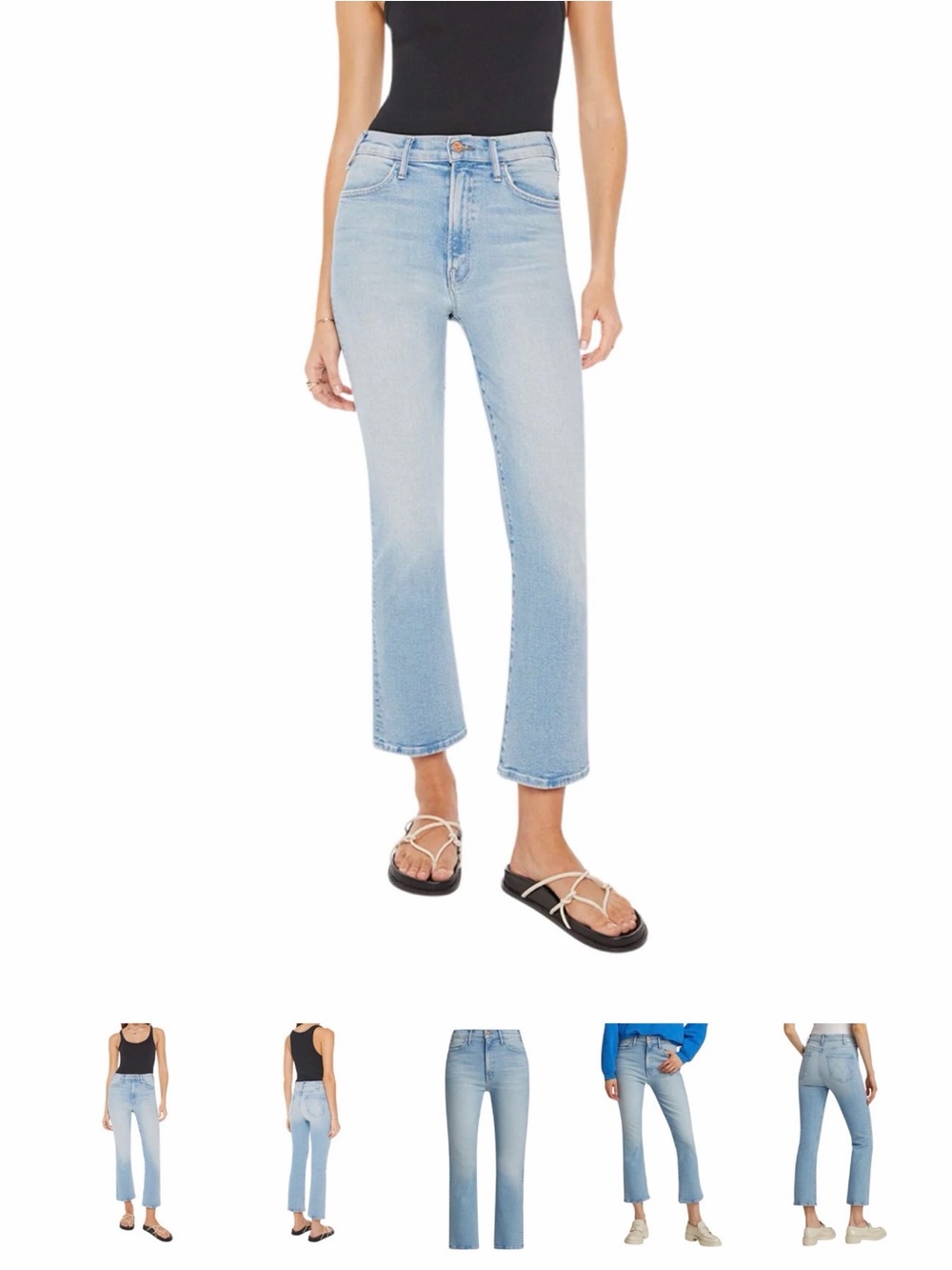 MOTHER Hustler Ankle California Cruiser Light Blue Cropped Straight Jeans